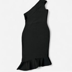 Chic Black One-Shoulder Midi Dress